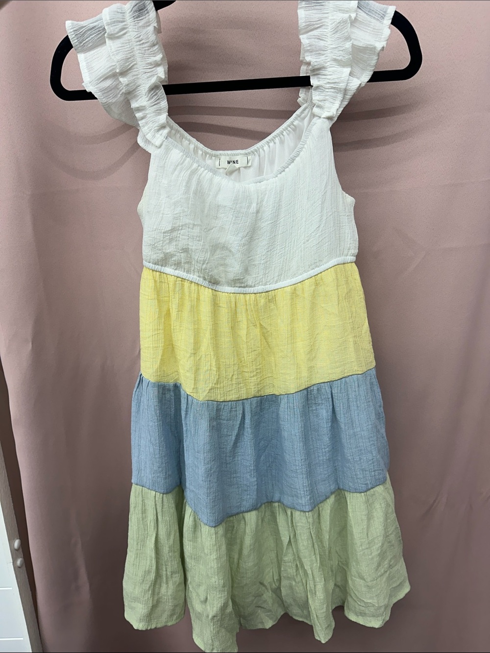 Multicolor Tiered Sundress - White, Yellow, Blue, Green